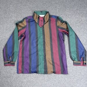Vintage 90s Chef Tony Colorful Striped Polo Shirt Made USA Retro L